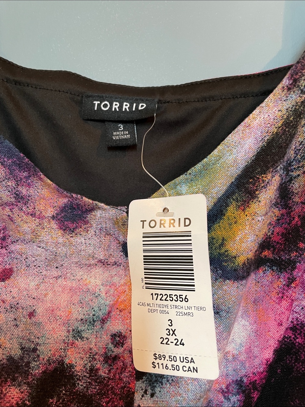 Torrid Rainbow Tie Dye Maxi Dress 3X Tiered Boho Galaxy Abstract Print - Picture 4 of 10